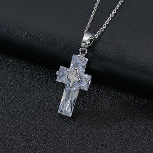Creative item Pendant copper inlaid zircon cross necklace